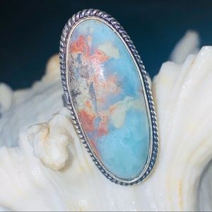 Caribbean Larimar statement Handcrafted ring
